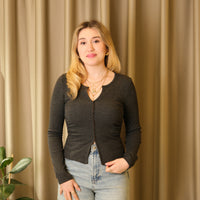 Düğme Detaylı Büzgülü Top